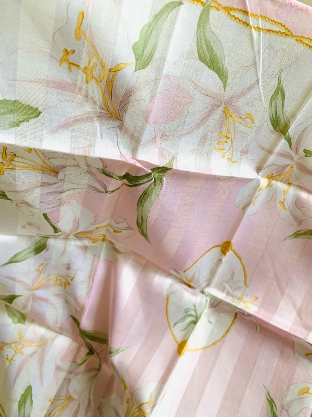 Christian Dior Vintage Floral Handkerchief Pink Lily 19” New w/ Tag Made Japan